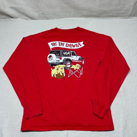 Georgia Bulldogs UGA Sic Em Dawgs Football T Shirt Mens M Jeep Labrador Dogs - Picture 3 of 6